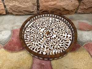 Luxury Crafts Wood Inlay Vanity Organizer <b>Tray</b> Contemporary Handmade Storage for Makeup <b>Perfume</b> and Jewelry Collection - Product Image 3