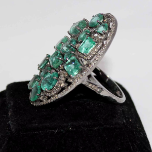 Unique Natural <b>Emerald</b> Gemstone Diamond <b>Ring</b> Prong IGI Certified 925 Solid Sterling <b>Silver</b> Handmade Classic Wedding Party Women - Product Image 5