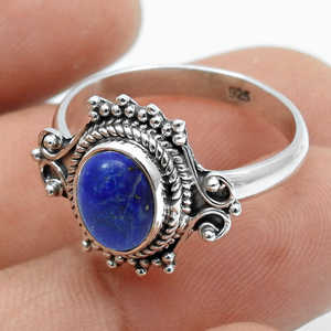 Handmade Lapis Lazuli Gemstone Ring Crafted From <b>Solid</b> 925 Sterling <b>Silver</b> Women Jewelry Bohemian Ring Perfect Gift For He & Her - Product Image 4