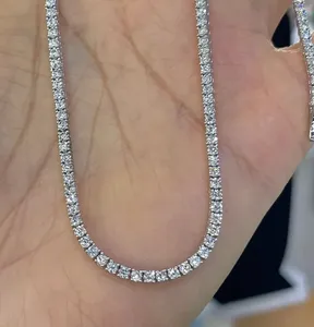Collar de tenis para mujer con diamantes cultivados en laboratorio de 7.00 quilates, color D VS, en oro blanco de 14k, 16 pulgadas. - Product Image 1