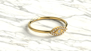 Luxury 18K Gold Eye Round Diamond Pave <b>Ring</b> Minimalist <b>Stacking</b> Band Jewelry Fine Jewelry for Women - Product Image 3