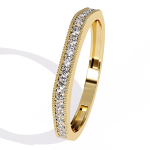 Bague d'éternité personnalisée en or 14K 18K avec diamants de laboratoire, diamant rond brillant VVS, bague Milgrain – Fabricant - Product Image 3