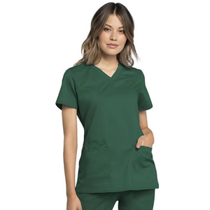 Haut de blouse médicale en jersey, coupe ajustée, unisexe, pour usage hospitalier, chemises de travail tricotées, vente en gros - Product Image 3