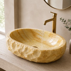 Vasque ovale en marbre naturel, sculptée à la main, moderne, pour salle de bain de luxe, hôtel, meuble-lavabo, salle à manger – Fournisseur en gros - Product Image 5