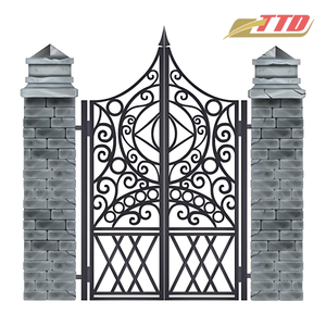 Puerta de Acero Tradicional con Acabado en Polvo, Detalles Forjados a Mano, Dimensiones Personalizadas para Entrada Principal de Villa, Mansión o Casa - Product Image 4