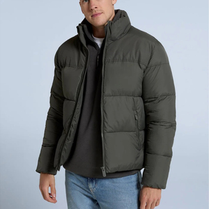 2026 Winter Custom Style Puffer Jackets Zipper Cotton Filling Stand Collar Front Logo Breathable Thick Outdoor Jacket Men - Product Image 3