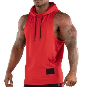 <b>Men's</b> High Quality <b>Sleeveless</b> Pullover <b>Hoodie</b> Summer Latest Design Gym Wear for Workout Customized OEM Embroidered Techniques - Product Image 1