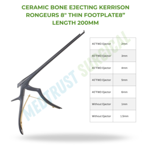 Rongeur Kerrison céramique pour l'éjection osseuse 8 pouces 200 mm, instrument chirurgical neurochirurgical pour la colonne vertébrale, pour la coupe osseuse et l'utilisation en laminectomie - Product Image 2