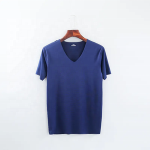 Men's Black <b>V</b>-Neck Short Sleeve Knitted T-Shirt Regular <b>Fit</b> Casual Solid Color - Product Image 2