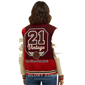 เสื้อแจ็คเก็ตวาร์ซิตี้สไตล์วินเทจ Glory Zone รุ่นสั่งทำพิเศษสำหรับผู้ชาย ผ้าขนสัตว์หนานุ่ม แขนหนัง ตกแต่งตัวอักษรแบบ Letterman เสื้อโค้ทเบสบอล ไซส์ 14 - Product Image 3