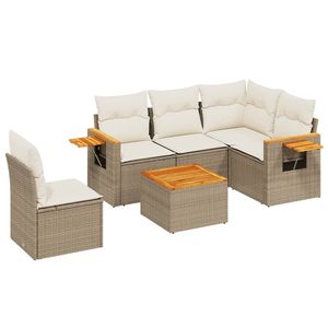 Ensemble de canapé de jardin en rotin PE beige 6 pièces avec housses amovibles - Product Image 2