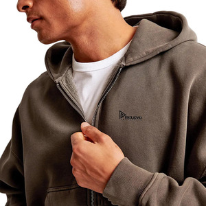 Hoodie zippé court et ample pour homme en molleton de coton French Terry 450 g/m² de haute qualité, style streetwear - Product Image 3