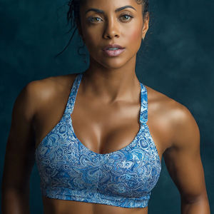 Soutiens-gorge de sport personnalisés imprimés pour femmes, à maintien élevé, séchage rapide, respirants, avec logo frontal par transfert thermique, pour le yoga et le jogging - Product Image 2