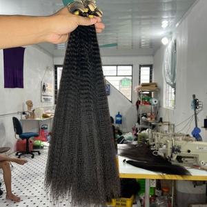 Meilleure qualité de cheveux humains vietnamiens bruts crépus droits vague naturelle et faisceaux de boucles italiennes doux et lisses vente saine - Product Image 2