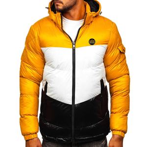 แจ็กเก็ตขนเป็ดสำหรับผู้ชาย, แจ็กเก็ตมีฮู้ดปกบางไม่มีลายสำหรับฤดูหนาวสไตล์แฟชั่นขนาดพิเศษ - Product Image 1