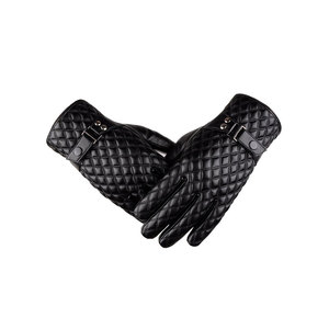Gants en cuir PU noir matelassé de qualité supérieure avec doublure en fausse fourrure, style rétro, longueur poignet, thermiques, pour l'hiver et les occasions décontractées - Product Image 1