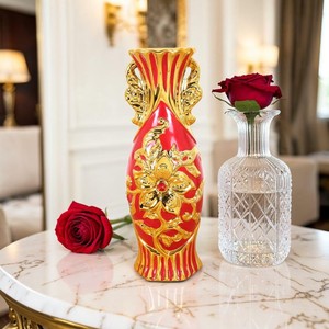 Traditional <b>Red</b> Gold Porcelain <b>Vase</b> Enamel Glaze Tabletop Decor 8-16 Inches Exquisite Durable Chinese New Year - Product Image 4