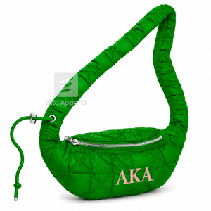 Bolso de Cintura Personalizado de la Hermandad Alpha Kappa Alpha, Verde y Rosa, Estilo Casual, Logotipo Bordado y Cierre de Cremallera, Prenda Griega Femenina - Product Image 1