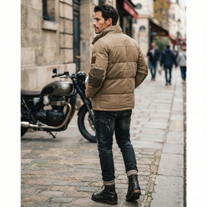 <b>Men</b> Padded Workwear <b>Jacket</b> Cotton Quilted Winter Warm <b>Utility</b> <b>Jacket</b> Stand Collar Multi Pocket Casual Outerwear - Product Image 3