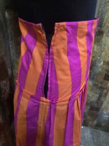 กระโปรงแม็กซี่สไตล์โบฮีเมียนหรูหรา ทำมือ ผ้าฝ้ายลายทางสีชมพูส้ม สำหรับฤดูร้อน มีซิปที่เอว เอวปกติสำหรับผู้หญิง - Product Image 2