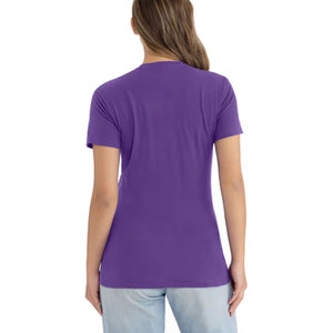 T-shirt décontracté unisexe de haute qualité avec logo personnalisé, coupe classique, t-shirts Next Level pour hommes, coupe premium, CVC, col rond, couleur violet foncé - Product Image 2