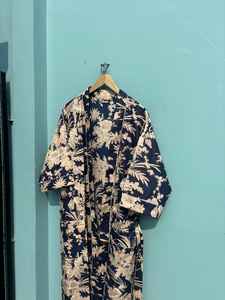 Block Print Cotton Kimono Robe <b>Bridesmaid</b> <b>Dressing</b> <b>Gown</b> Lightweight Summer Nightwear One Size - Product Image 2