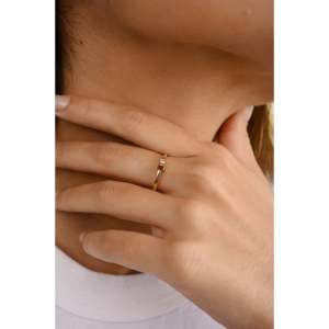 14K White Gold <b>Dainty</b> Garnet Diamond Eternity Birthstone <b>Ring</b> - Product Image 3