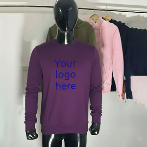 Sweat-shirt à col rond zippé en coton 100% avec logo personnalisé, unisexe, coupe classique, couleur unie, décontracté, coupe-vent, écologique - Product Image 1