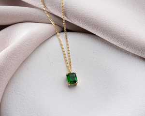 Pendentif émeraude, pierre précieuse verte, argent sterling 925, plaqué or 14 carats, vermeil, classique, élégant, haute qualité, pour femmes et enfants - Product Image 5