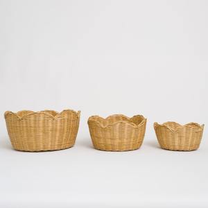 ชุดชามหวายธรรมชาติทรงกลมขอบหยัก 3 ใบ ดีไซน์อเนกประสงค์สำหรับใส่อาหารและจัดเก็บ เป็นมิตรกับสิ่งแวดล้อม สไตล์วินเทจ - Product Image 5