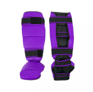 Espinilleras de Cuero PU Morado con Cierre de Velcro para Protección de Piernas de Adultos - Product Image 1