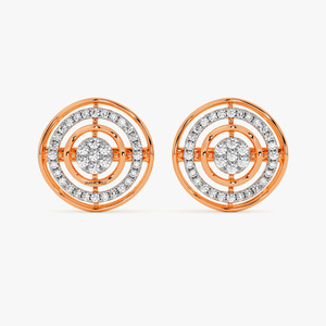 Rose Gold Diamond <b>Stud</b> Earrings Round Brilliant Cut Lab grown White Diamond Women's Wedding Jewelry 10K 14K 18K 925 & 935 <b>silver</b> - Product Image 2