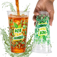 Vaso de plástico PP de polipropileno delgado y alto de 9 gr y 22 oz para bebidas heladas, hecho en Indonesia.