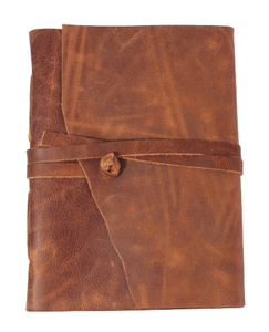 Handmade Antique-Looking <b>Light</b> Brown Recycled Cotton Paper Journal Hand Bound With Oil Crunch Buffalo Leather For Writing - Product Image 1