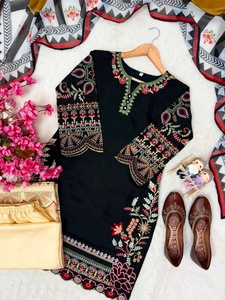 Top Selling Beautiful Roman <b>Silk</b> Pakistani Suit 3 Piece Embroidered <b>Kurta</b> Sharara Dupatta Ethnic Party Wear for Sale - Product Image 6