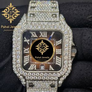 นาฬิกาข้อมือเพชรทรงสี่เหลี่ยมสำหรับผู้หญิง Pahal Jewels หรูหรา ตัวเรือนสแตนเลส ขนาด 40 มม. หน้าปัดอนาล็อก แสดงวันที่ สายแบบพับได้ - Product Image 3