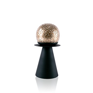 Brûleur d'encens moderne en métal avec sphère dorée perforée et base noire, diffuseur d'aromathérapie pour usage intérieur - Product Image 5