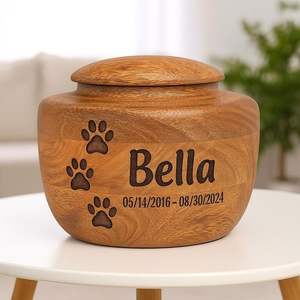 Urna Rectangular de Madera Natural para Cenizas de Mascotas |   Diseño Moderno |   Acabado Pulido |   Uso en Mesa |   Fabricante Mayorista - Product Image 2