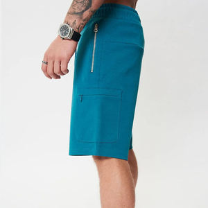 Men's Teal Crew Neck Sweatshirt And Shorts <b>Set</b> <b>Knitted</b> Cotton Men's Summer Casual Two-piece <b>Set</b> Terry Fabric Quick Dry Short - Product Image 2