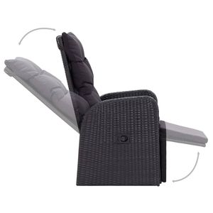 Set da pranzo da giardino in rattan nero a 7 pezzi con tavolo in teak per uso esterno - Product Image 6