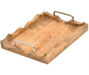 Wooden Mango <b>Tray</b> For Serving <b>Food</b> And Drinks Natural Mango Wood Serving <b>Tray</b> For Kitchen And Dining Handcrafted - Product Image 4