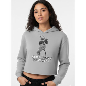 Sudadera corta gris para mujer con estampado de rosa y mano, estilo casual para otoño, 100% algodón, tejido con logo frontal. - Product Image 6