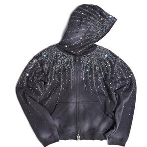 Unique Style Rhinestone Hoodies Men's Glitter Oversized Hoodies <b>Sparkly</b> <b>Long</b> <b>Sleeve</b> Shirts Party Hooded Sweatshirts <b>Tops</b> - Product Image 1