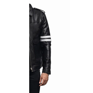 Veste décontractée en cuir PU coupe ajustée coupe-vent à manches longues pour homme avec logo personnalisé - Collection Fashion Factory - Product Image 5
