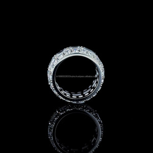 Moissanite Eternity Band <b>Ring</b> <b>925</b> <b>Silver</b> Baguette Diamond Women's Luxury Wedding <b>Ring</b> Geometric Stackable Band for Gifts - Product Image 5