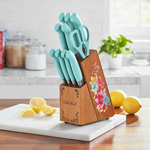 Set di coltelli in acciaio inossidabile Breezy Blossoms da 11 pezzi con dettagli color verde acqua - Product Image 3