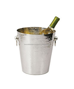 Enfriador de botellas de vino martillado de acero inoxidable personalizado, soporte para Bar, decoración de fiesta, Enfriador de cubo de hielo de Metal para almacenamiento de champán y vino - Product Image 1