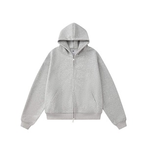 Sudadera con capucha de algodón 100% de felpa con cremallera, hombros caídos, peso pesado, transpirable, para hombre, ideal para invierno. - Product Image 5