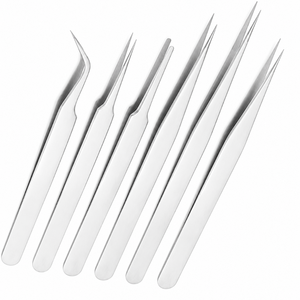Juego de 4 Pinceles para Pestañas HEX-1-172 de Acero Inoxidable de Alta Calidad, Antiestáticos, con Punta de Diamante y Agarre Suave - Product Image 2