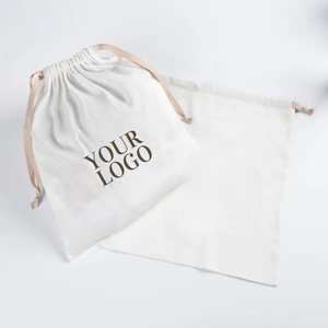 Drawstring bag made of 100% pure cotton with custom design & <b>label</b> for storage, marketing of infant clothing sets - Product Image 1